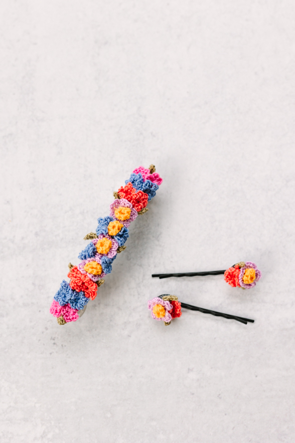 Bouquet Bobby Pins and Barrette - I Like Crochet, Crochet Pins 