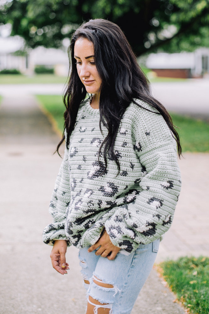 Pastel Leopard Sweater - I Like Crochet